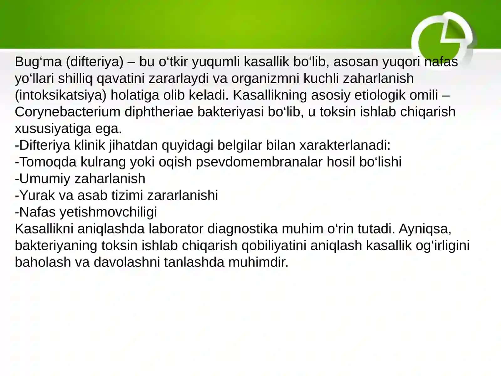 Bug‘ma kasalligida presipitasiya reaksiyasini qoyish va natiyjasini baholash 3