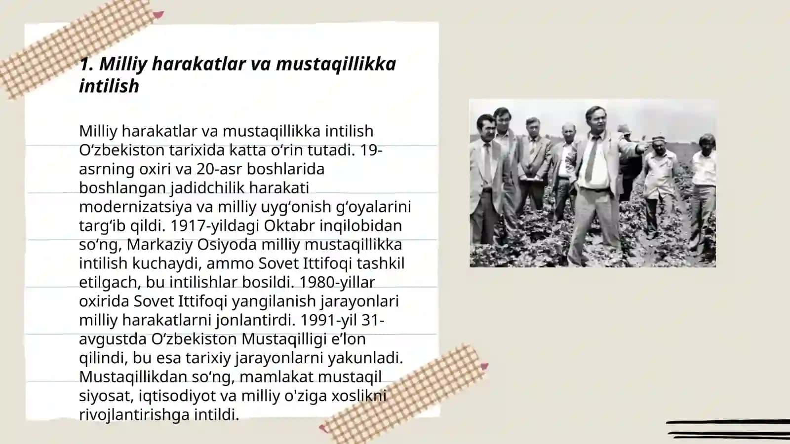 Mustaqlikka erishish arafasida Òzbekistondagi ishtimoiy siyosiy jarayonlar 3