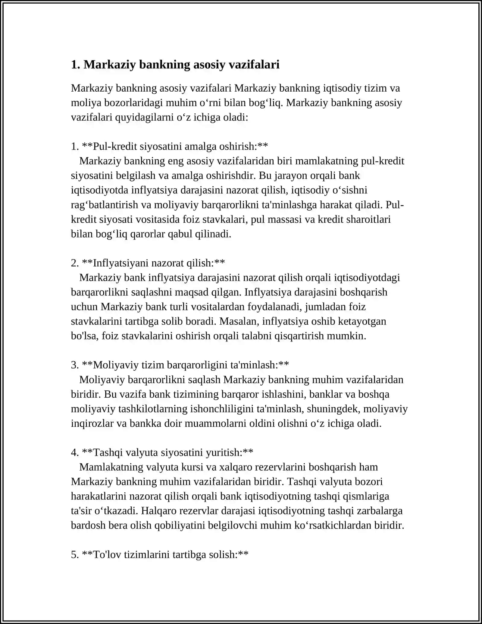 MARKAZIY BANK VA UNING FUNKSIYALARI 3