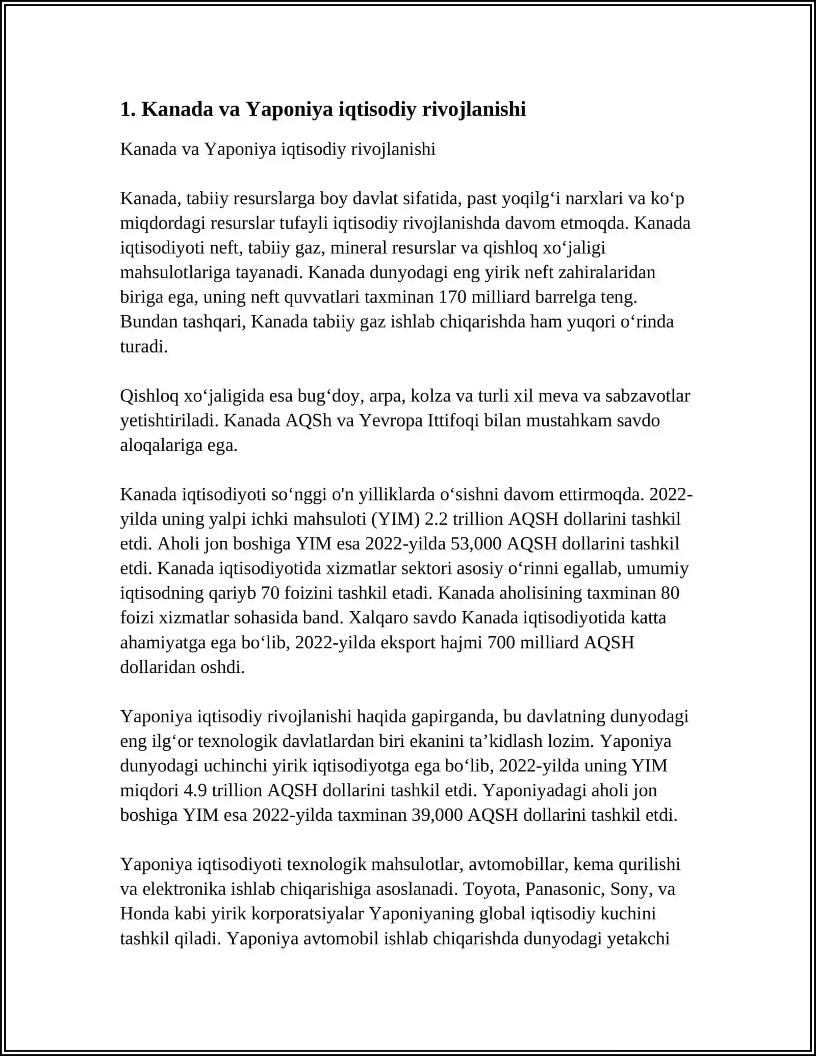 KANADA VA YAPONIYA IQTISODIYOT 3