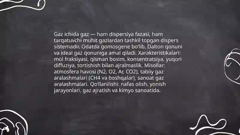 Dispers sistemalarni agregat holatiga qarab sinflarga boʻlinishi 3