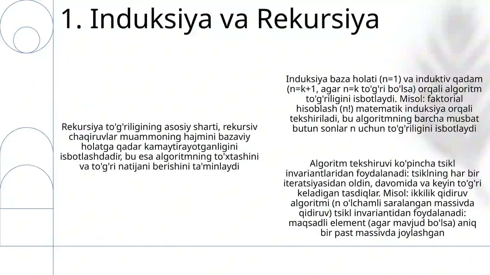 Algoritm toʻgʻriligini tekshirishga misollar 3