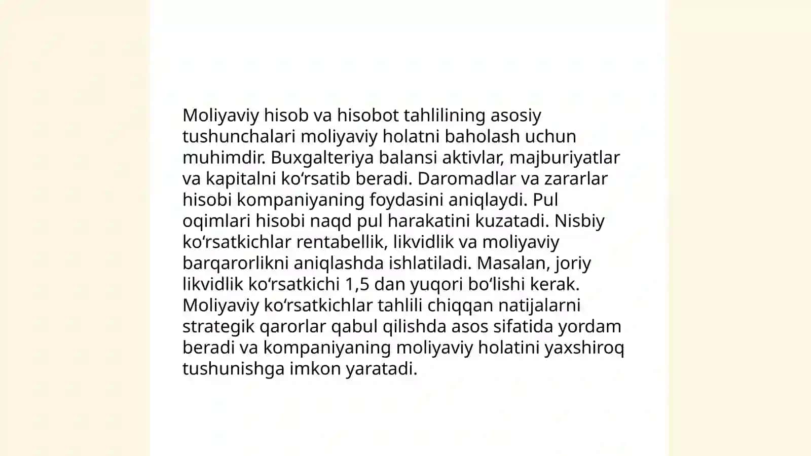 Moliyaviy hisobot tahlili faniga kirish 3