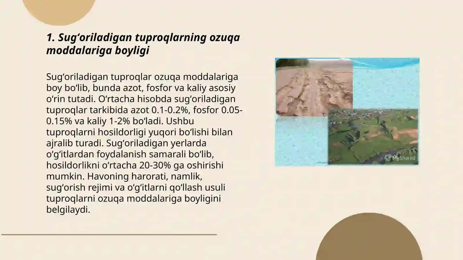 Sugʻoriladigan tuproqlarning chirindi tarkibi 3