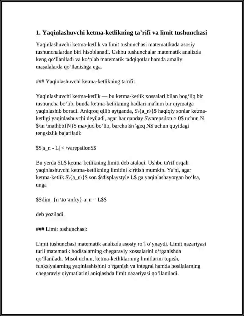 YAQINLASHUVCHI KETMA KETLIKLAR VA ULARNING XOSSALARI 3