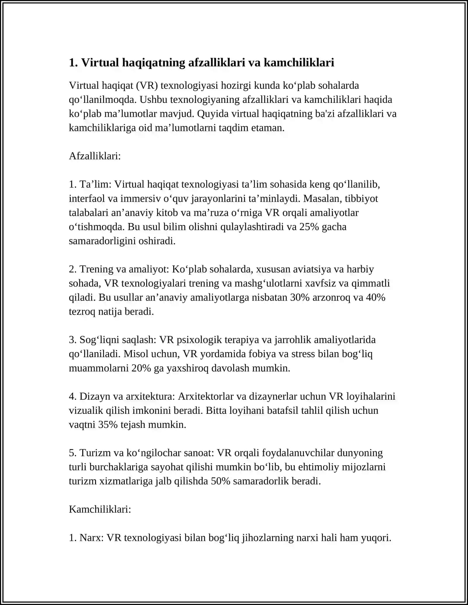 VERTUAL VA TOʻLDIRILGAN REALLIK TEXNOLOGIYALARI 3