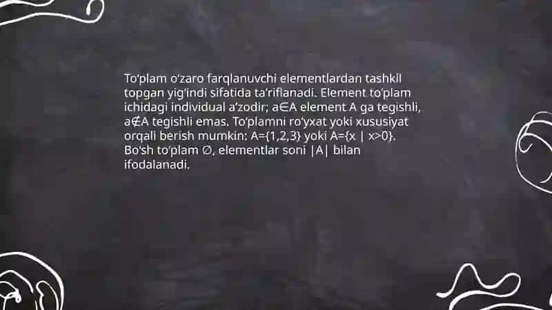 To‘plam tushunchasi. To‘plamning berilish usullari 3
