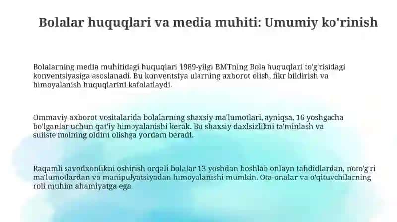 Media muhitda bola huquqlari 3