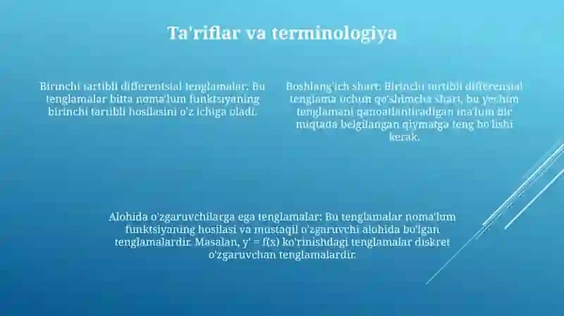 Birinchi Tartibli Diffrensial Tenglamalar 3