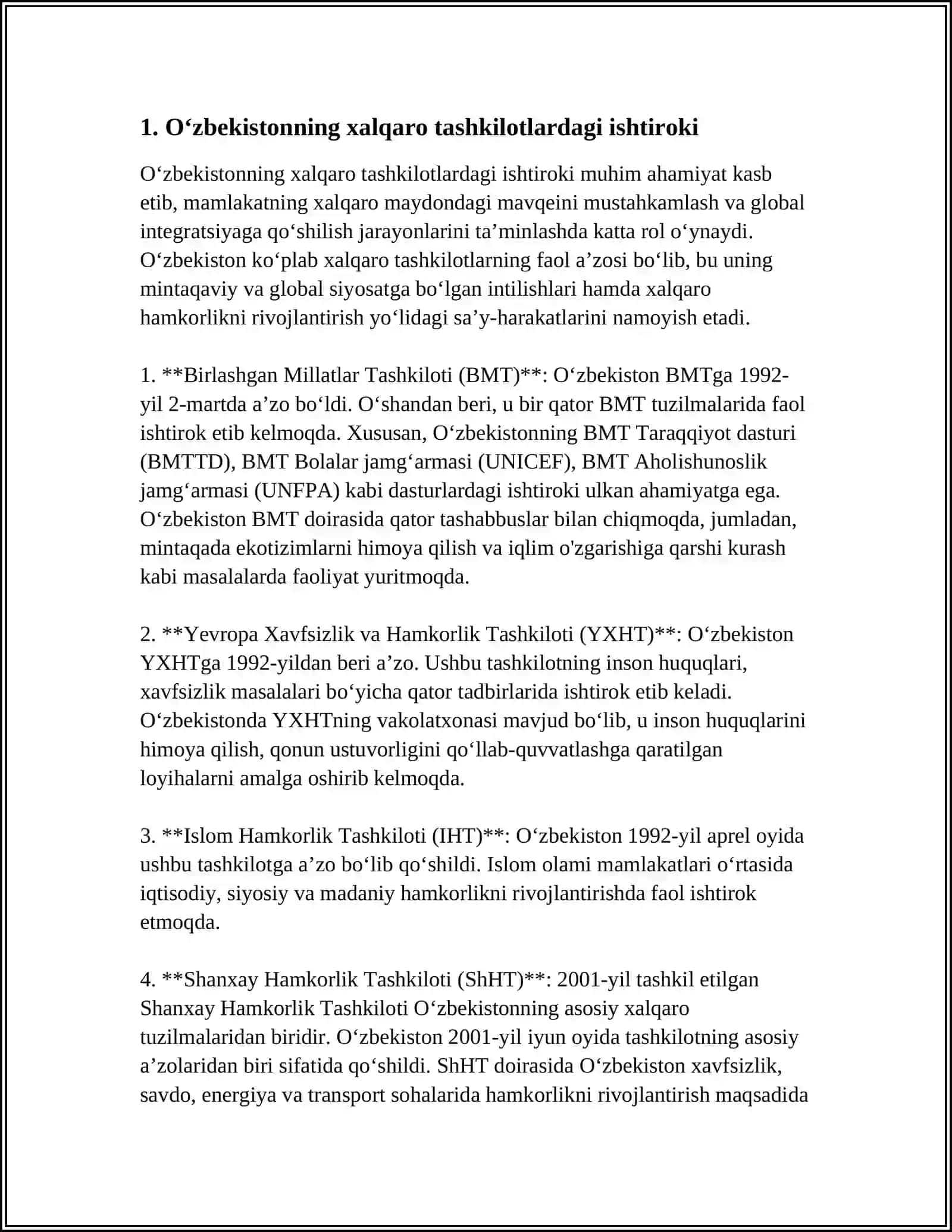 O‘zbekistonning xalqaro tashkilotlardagi ishtiroki 3