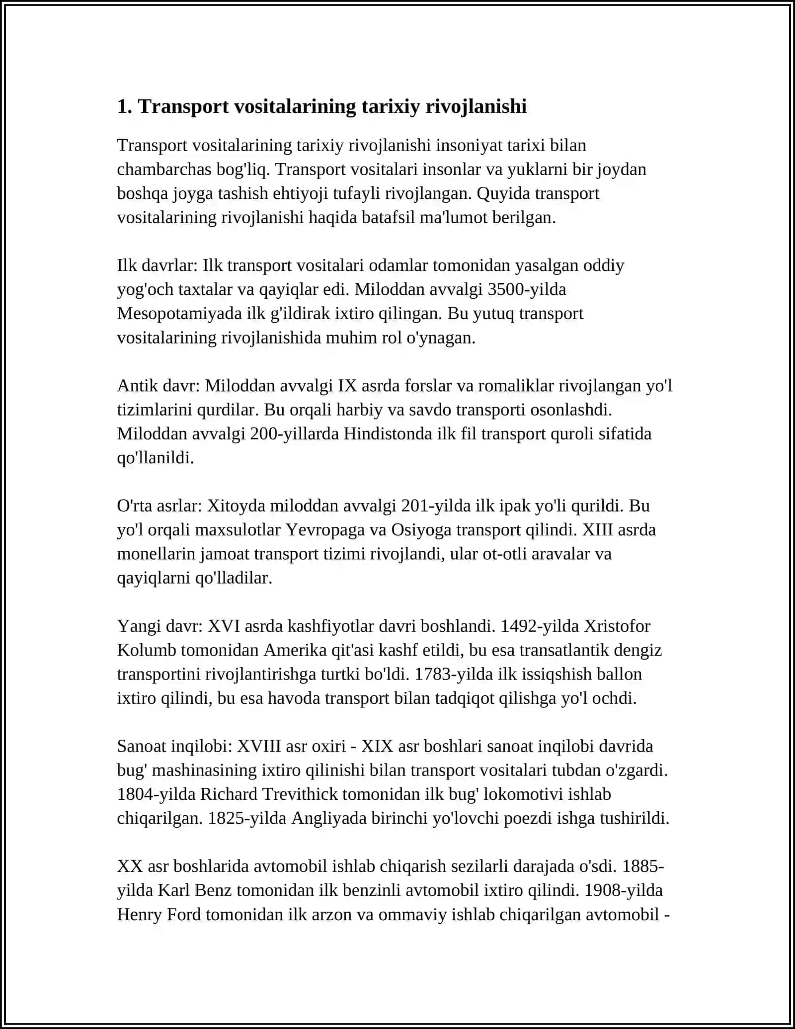 TRANSPORT TURLARINING TARAQQIYOTI EVALUTSIYASI 3
