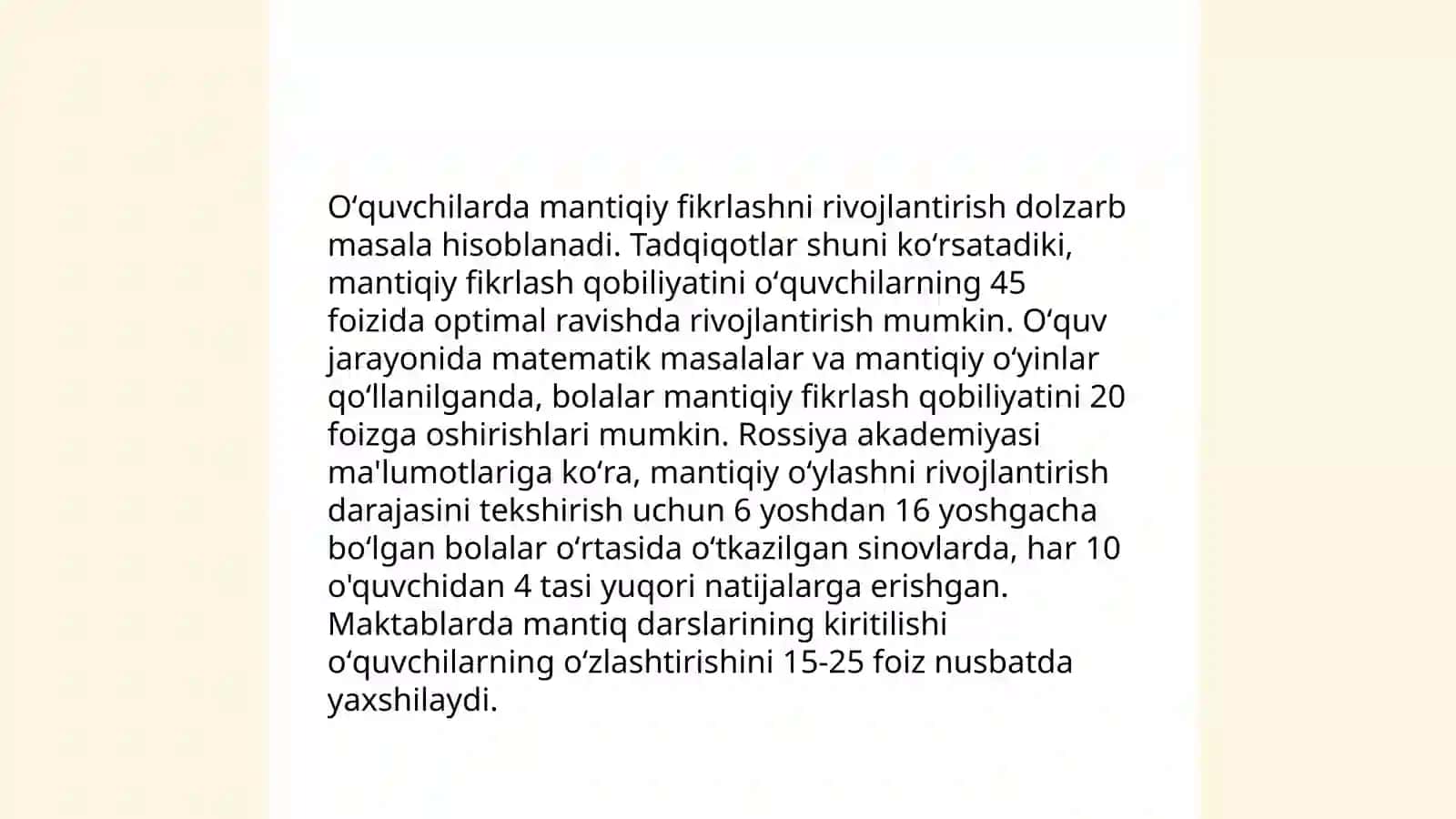 Oʻquvchilarning aqliy tajribasi 3