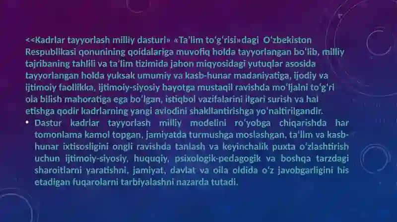 Kadrlar tayyorlash milliy dasturi 3