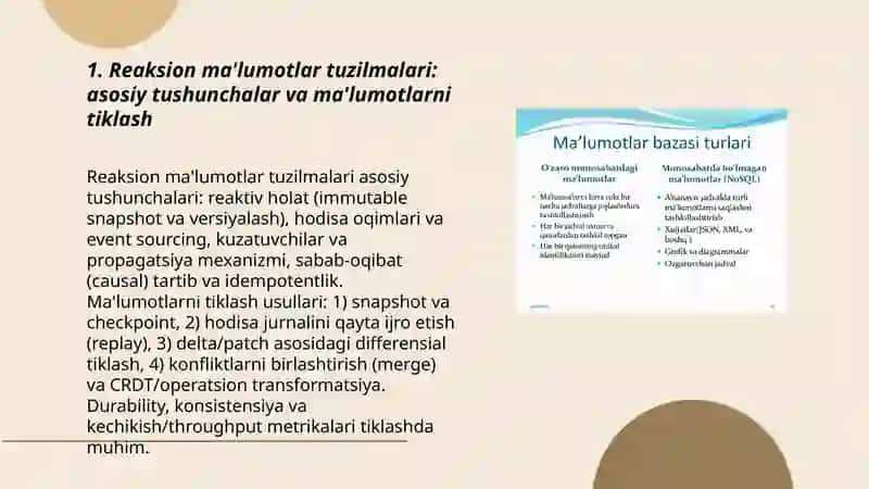 Ma’lumotlarni tiklashda reaksion ma’lumotlar tuzilmalari 3