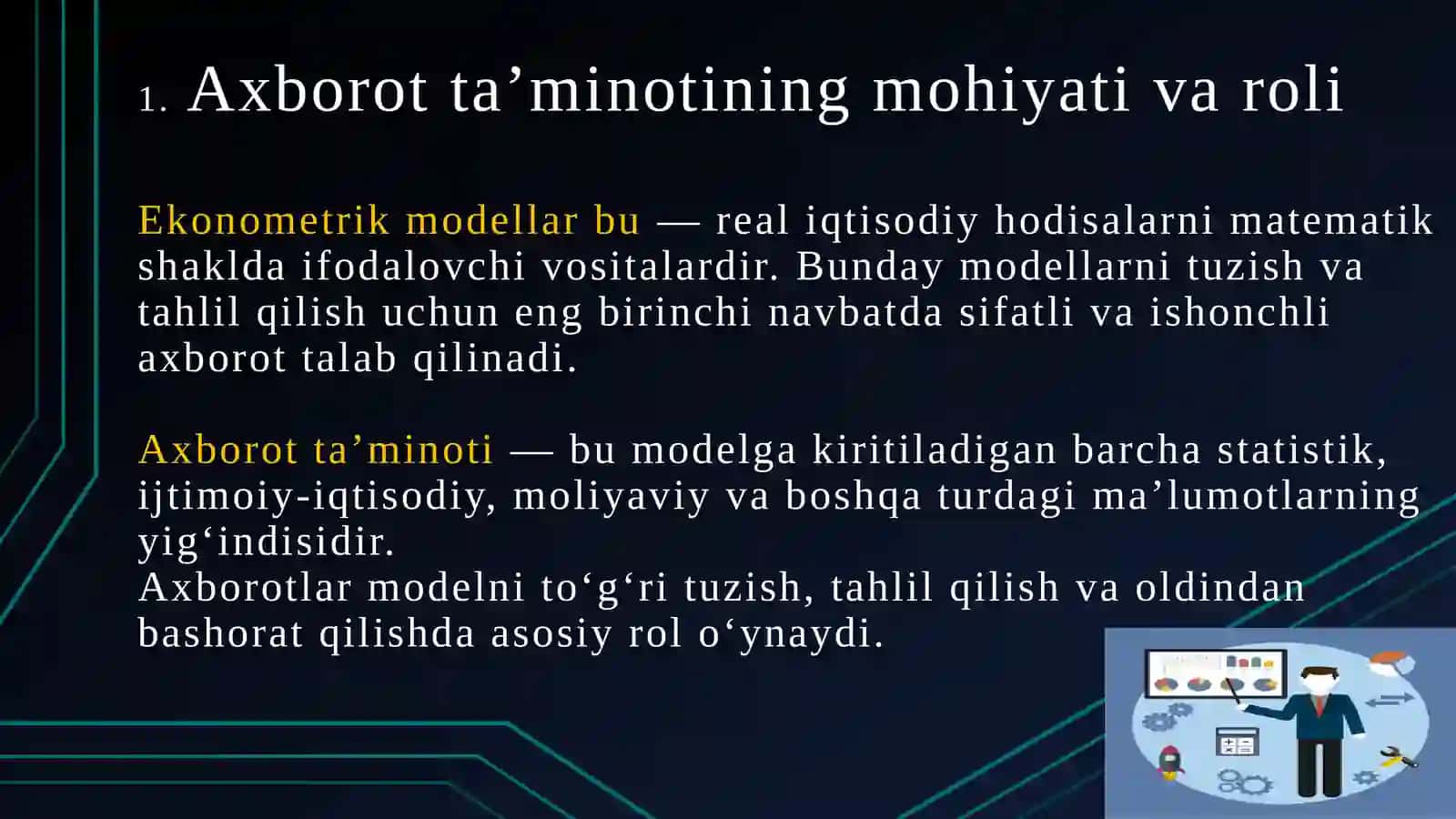 EKONOMETRIK MODELLARNING AXBOROT TA’MINOTI 3