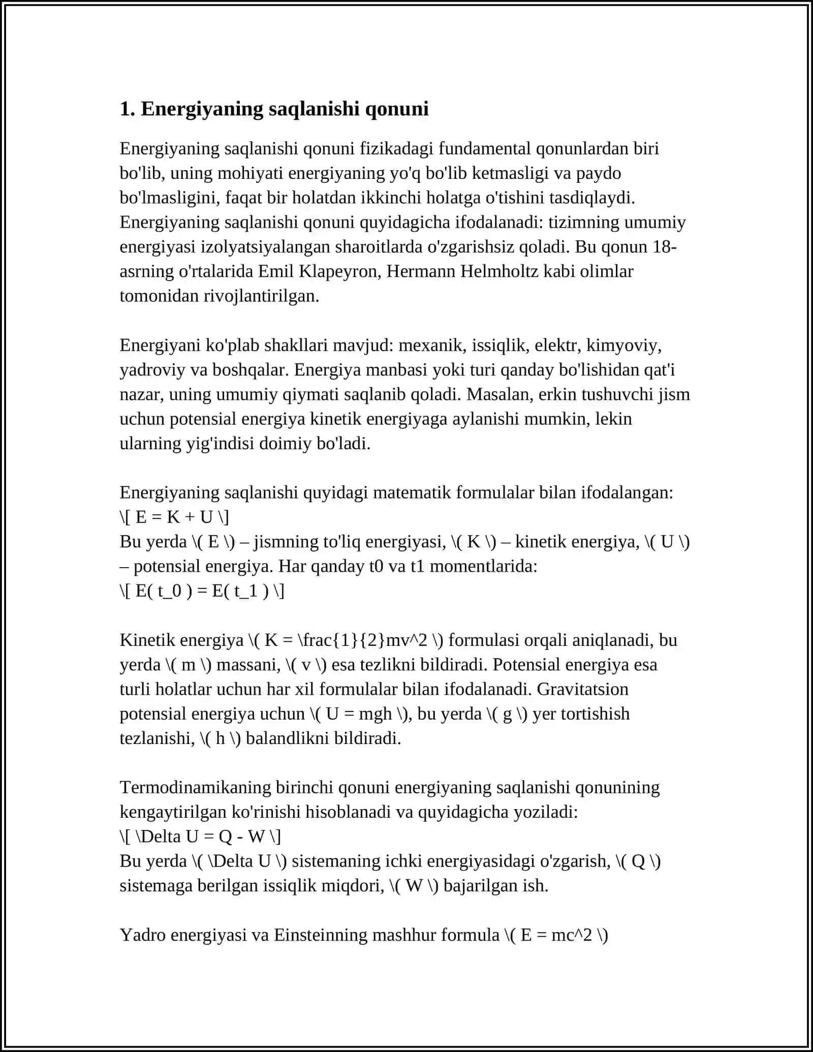 Energiyaning saqlanishi qonuni 3