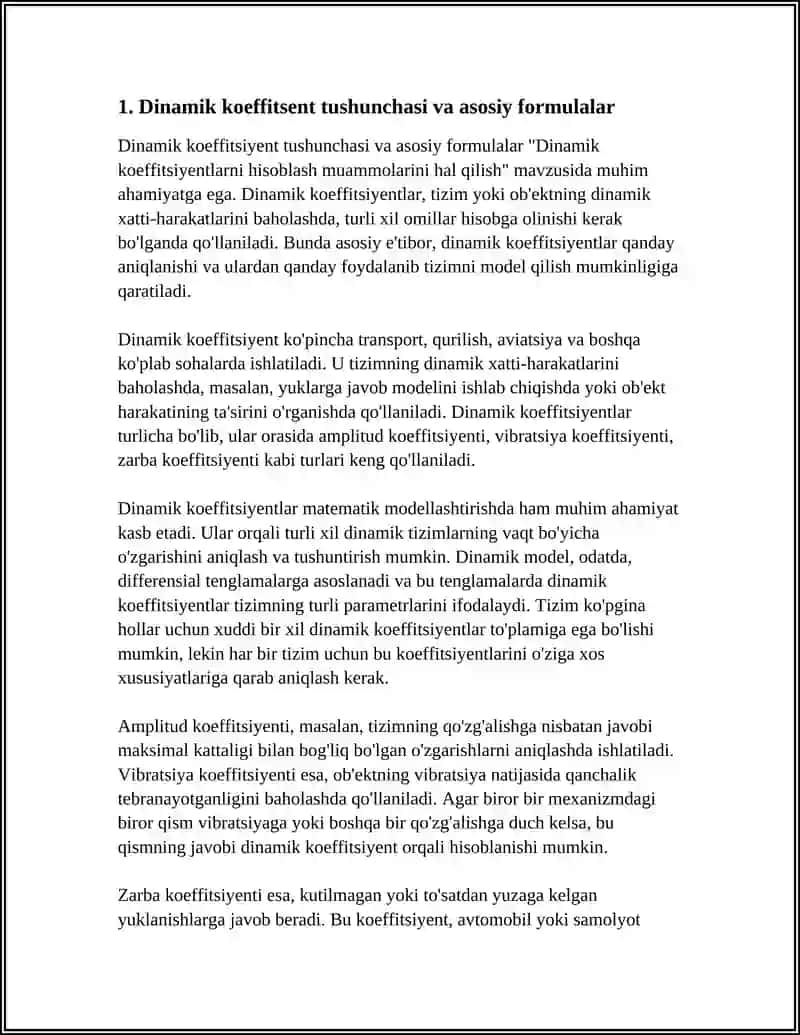 DINAMIK KOEFFITSENTLARNI HISOBLASH MUOMOLARINI HAL QILISH 3