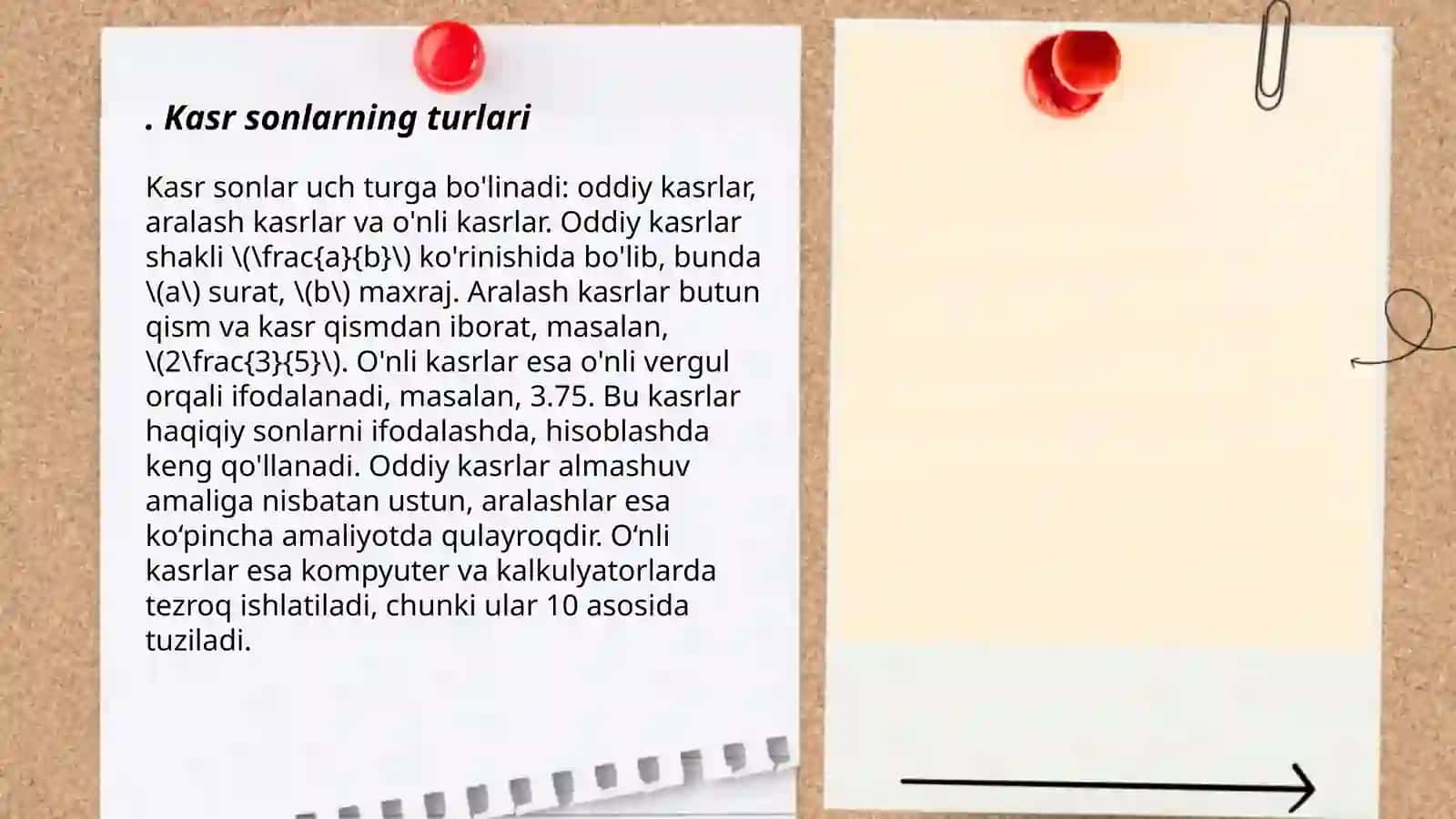 Kasr sonlarning O'zbek va rus tillarida qo'llanilishi 3