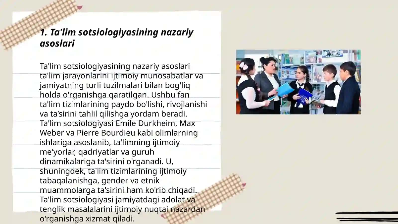 Ta'lim sotsiologiyasining asoslari va shakllanishi 3