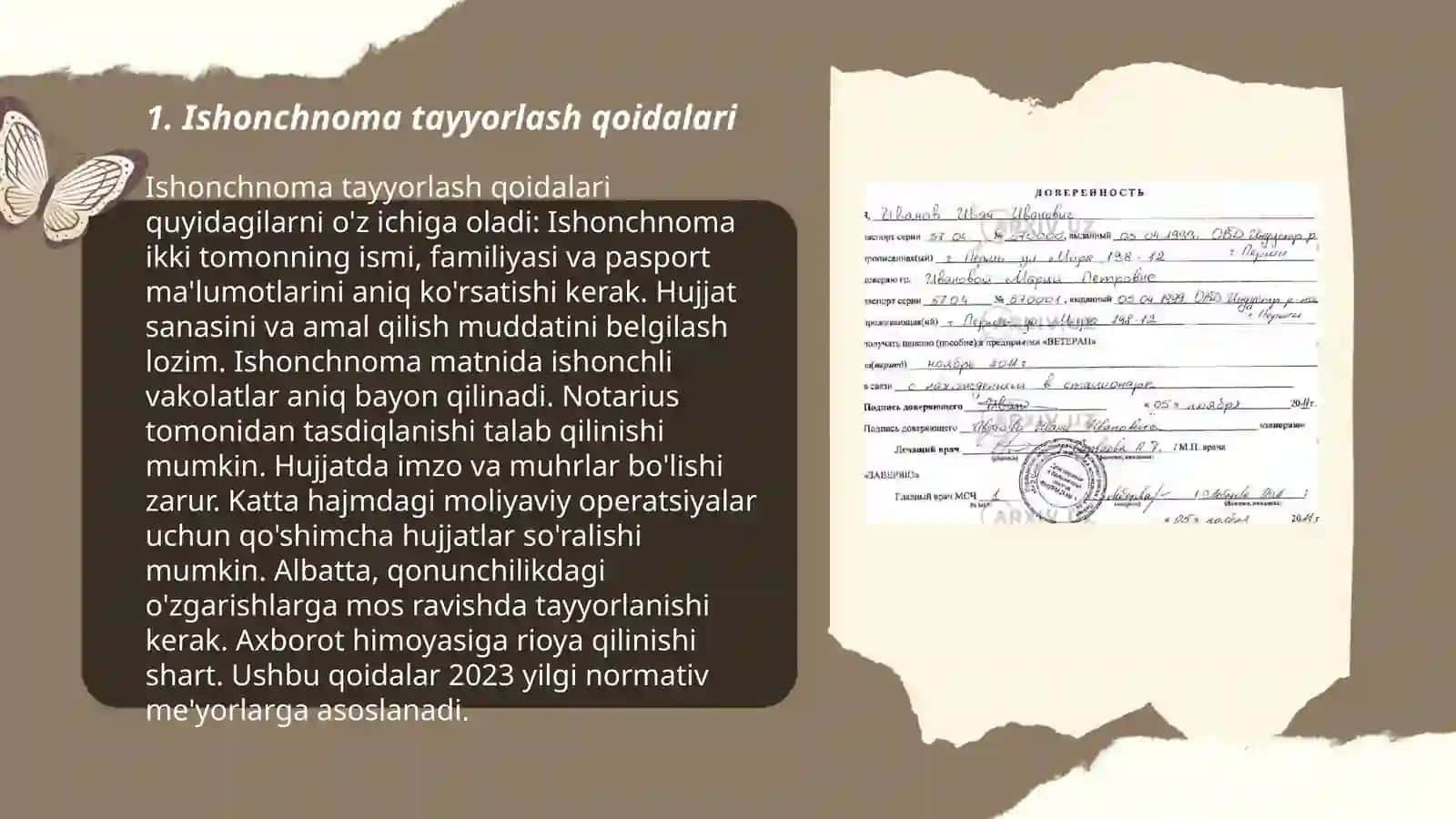 Ishonchnoma, Tilxat, Hisobot, Dalolatnoma Tayyorlash Tartibi 3