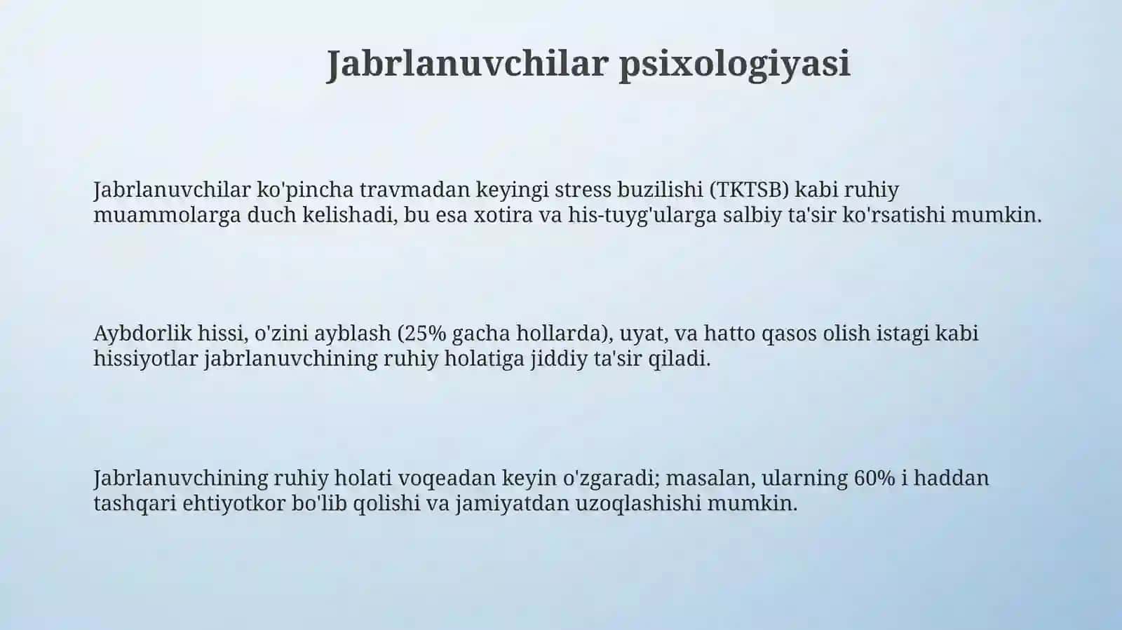 Jabirlanuvchi va guvohlarning psixologiyasi 3