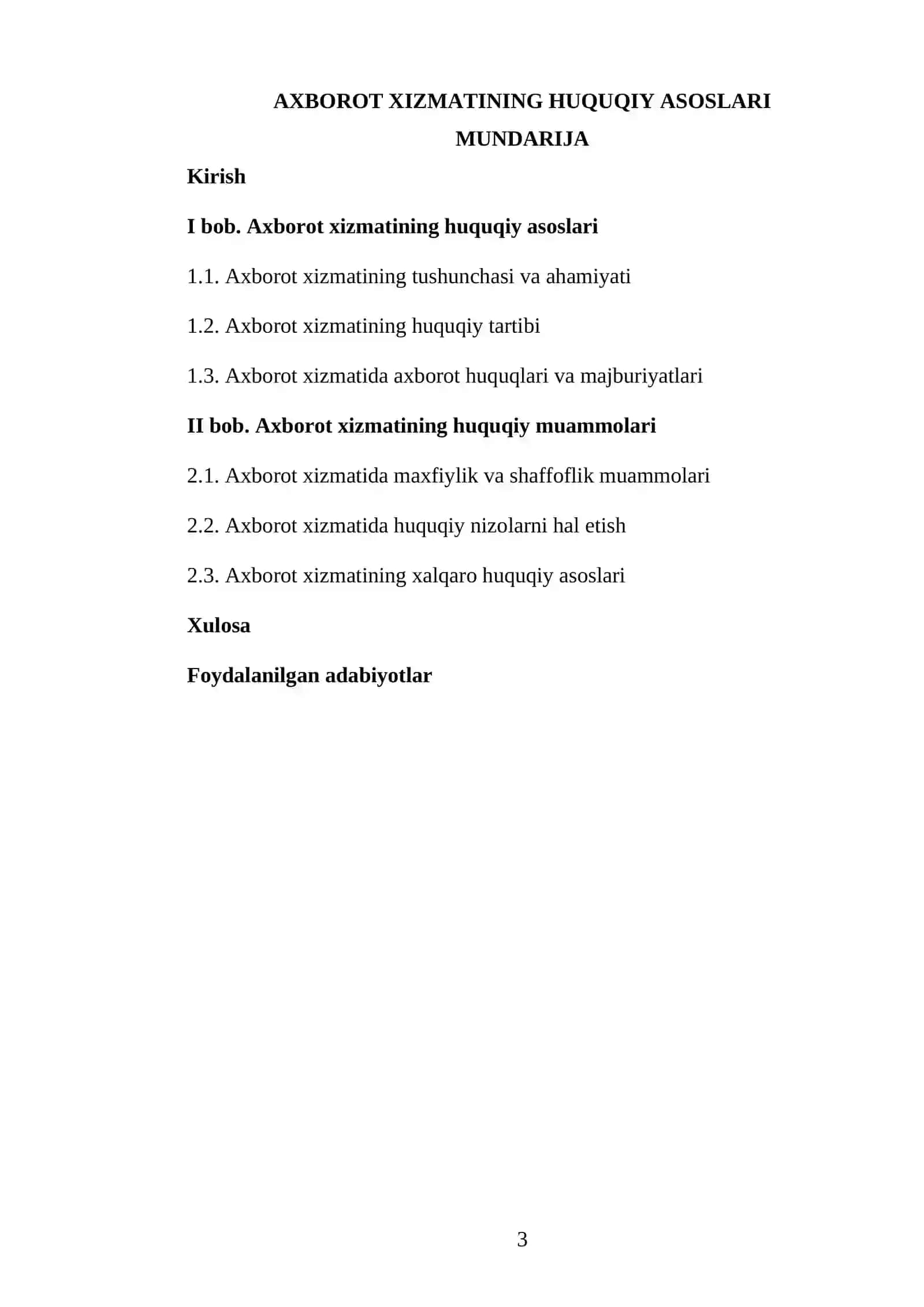 Axborot xizmatining huquqiy asoslari 3