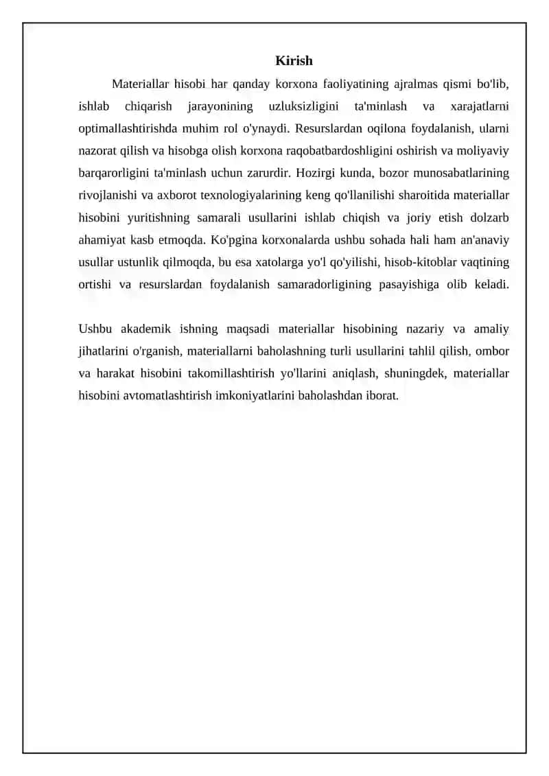 Materiallar hisobi 3