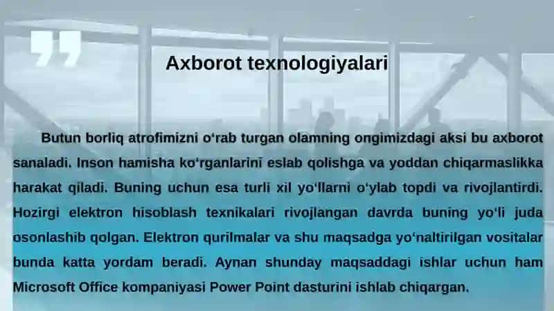 Taqdimotlarni yaratish texnologiyalari 3