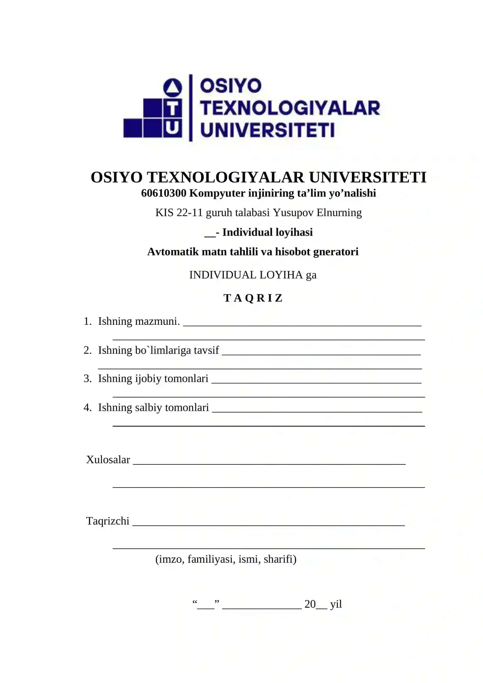 Avtomatik matn tahlili va hisobot gneratori 3