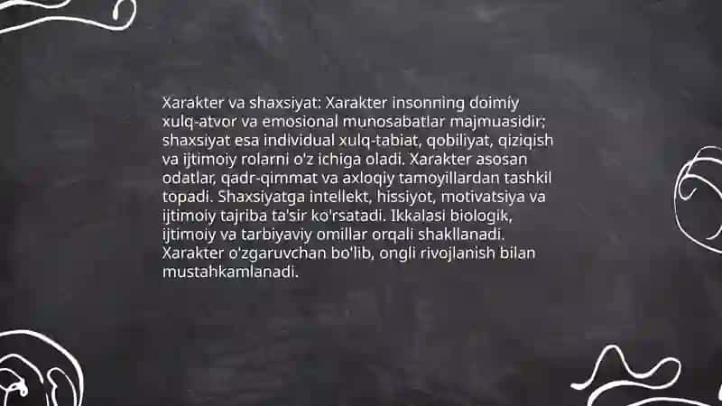 Xarakter va Shaxsiyat 3