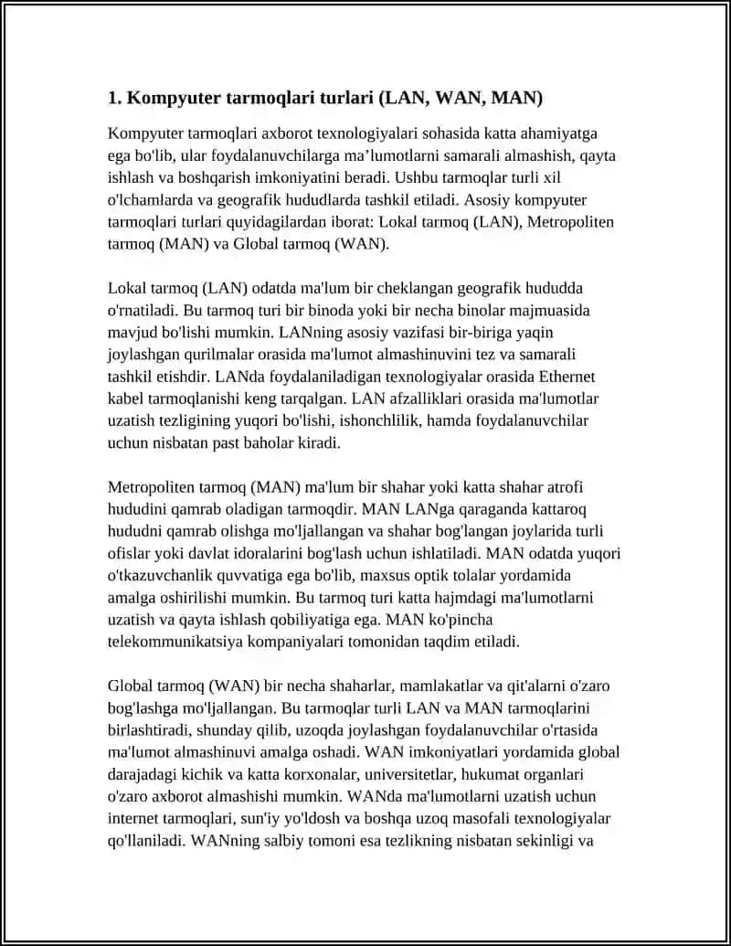 KOMPYUTERLAR TARMOG'I AXBOROT TEXNOLOGIYALARI 3