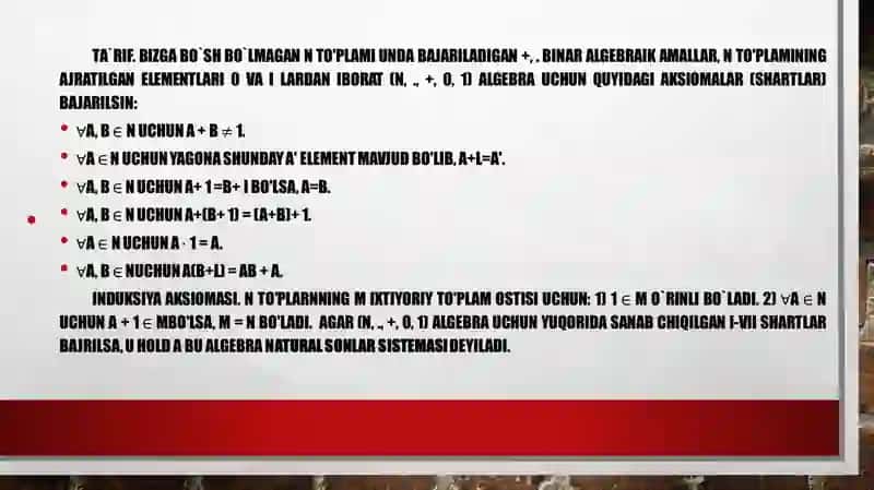 NATURAL SONLAR SISTEMASI.MATEMATIK INDUKSIYA METODI 3