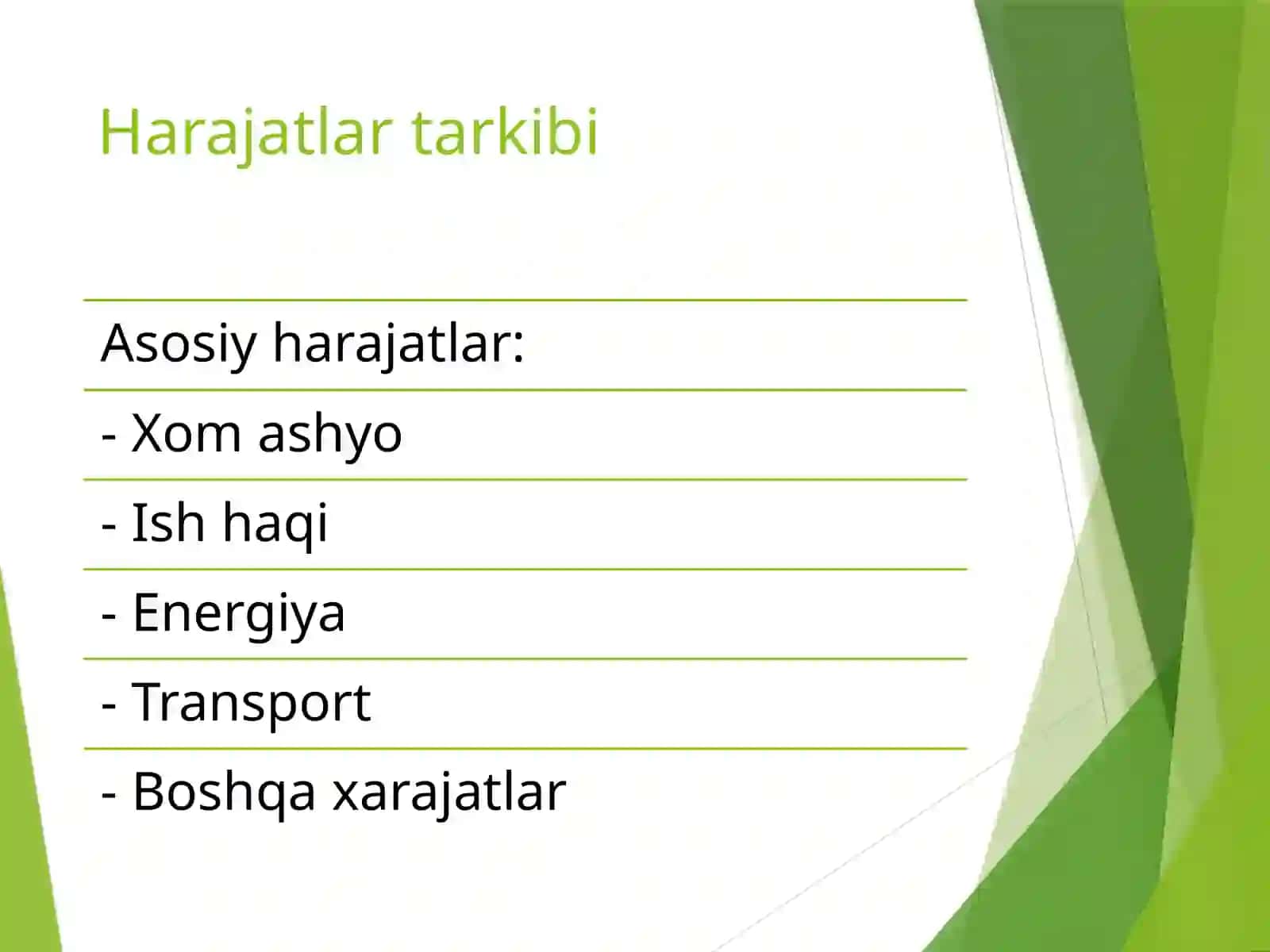 Harajatlar vaularni boshqarish 3