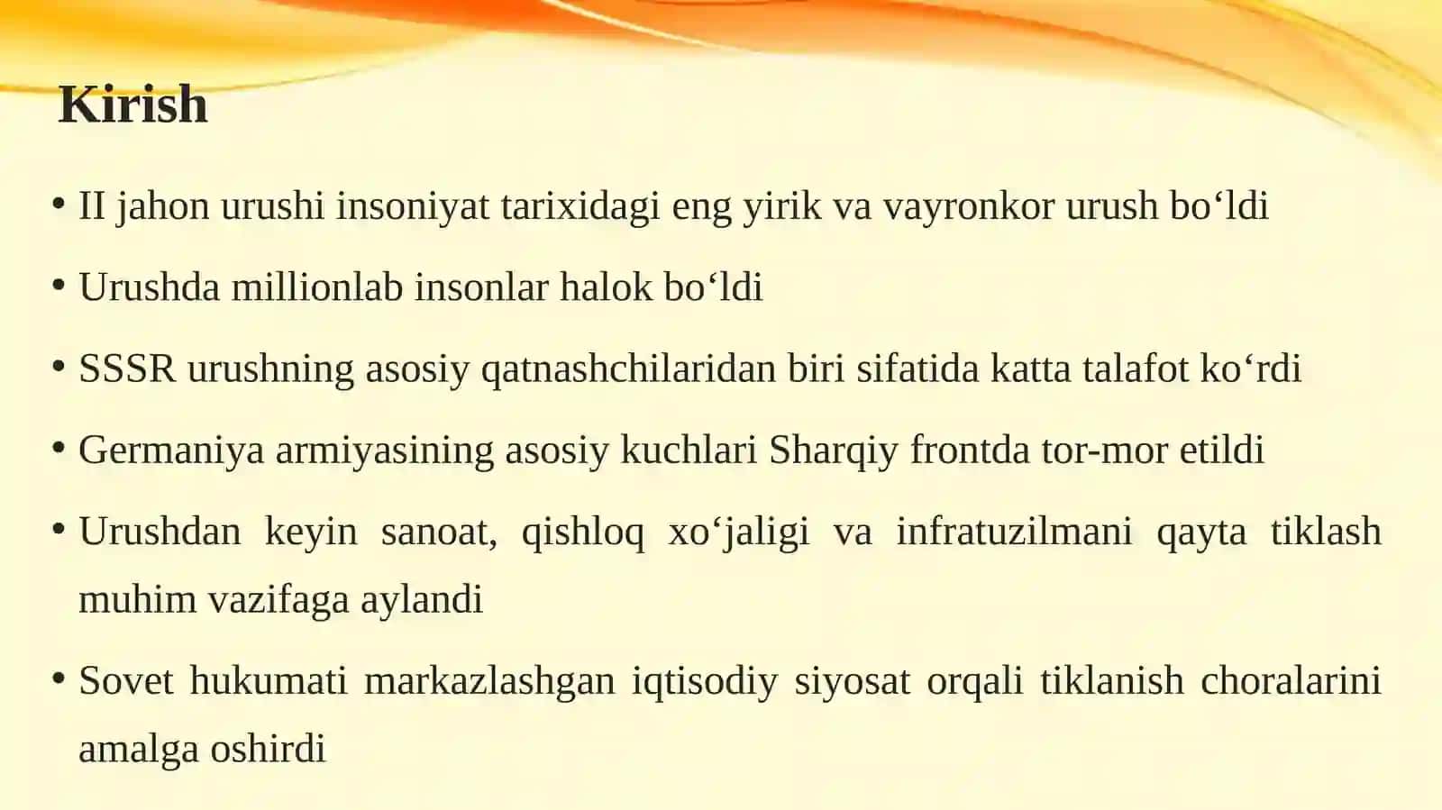 SSSRning II jahon urushidagi roli va tiklanish siyosati 3