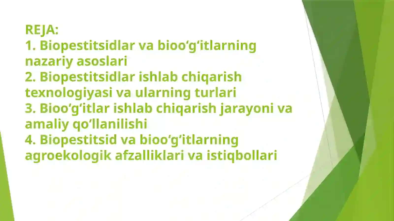 Biopestisidlar va Bioog'itlar ishlab chiqarish 3