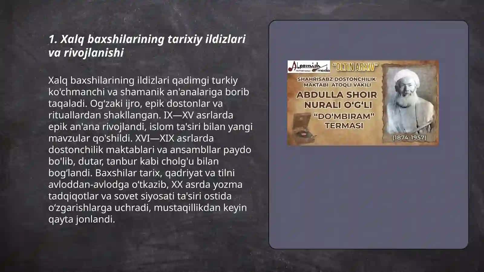 Xalq baxshilari. Dostonchilik maktablari va ularning an‘analari 3