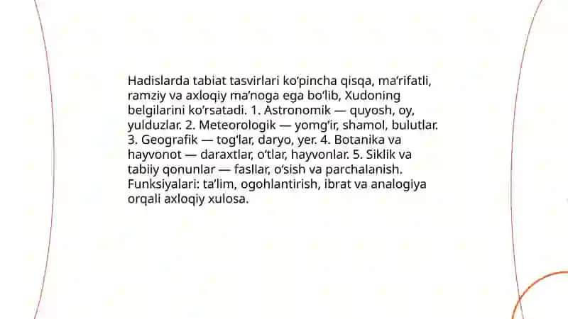 Hadislarda tabiat tasvirlarining umumiy tavsifi va tasnifi 3
