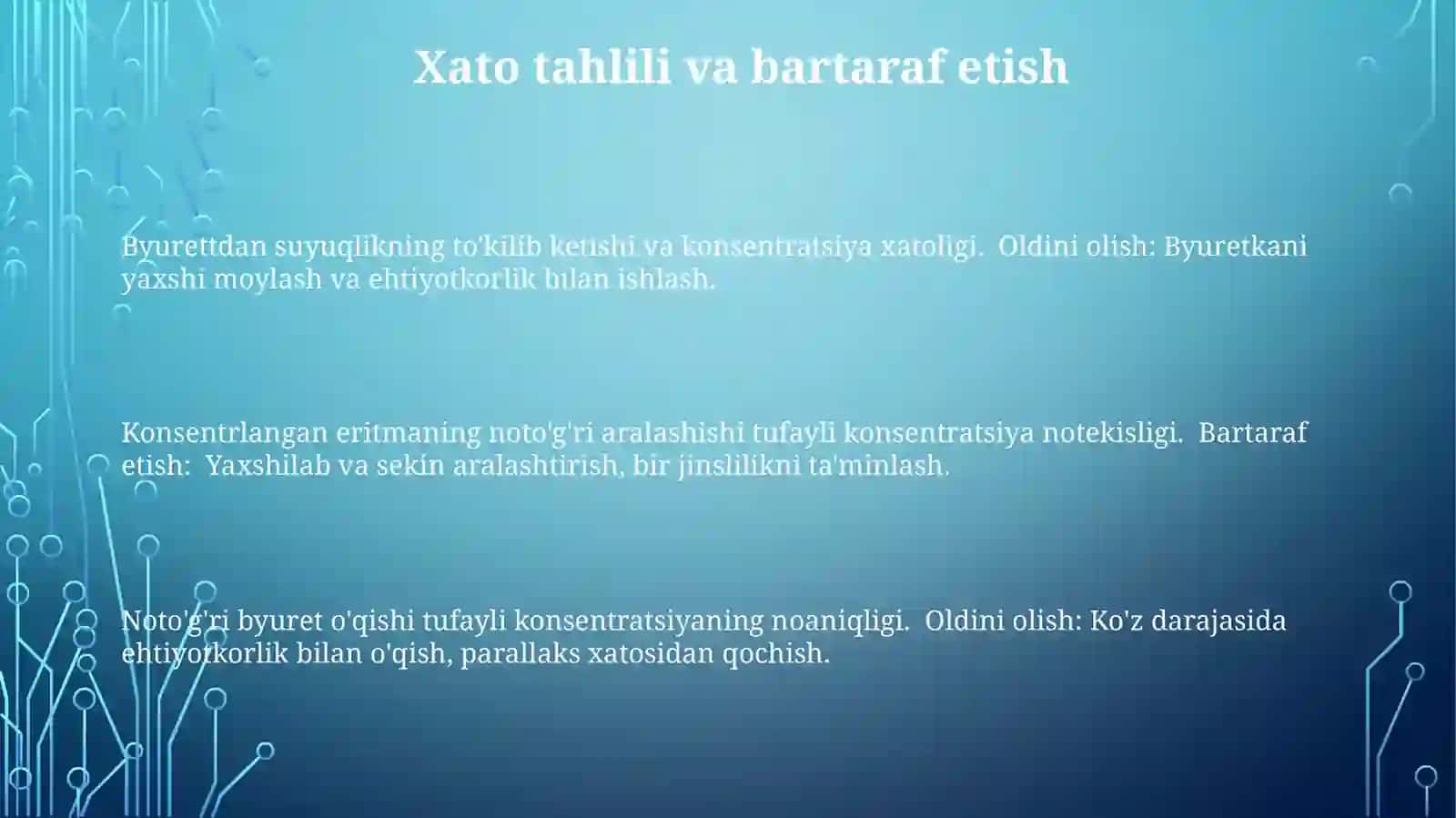 Byuretkaqurilasidanfoydalanibkonsentrlanaganeritmalartayyorlash 3