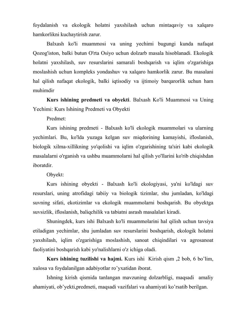 BALXASH KO’LI MUAMMOSI VA UNING YECHIMI 3