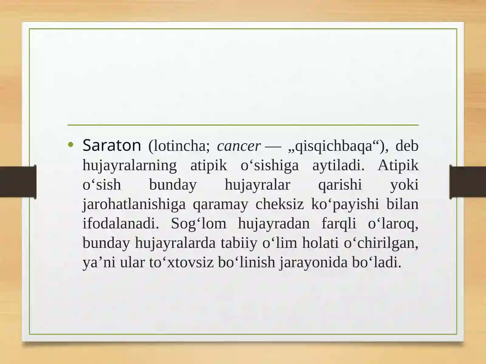 Saraton kasalliklari haqida  tushuncha 3