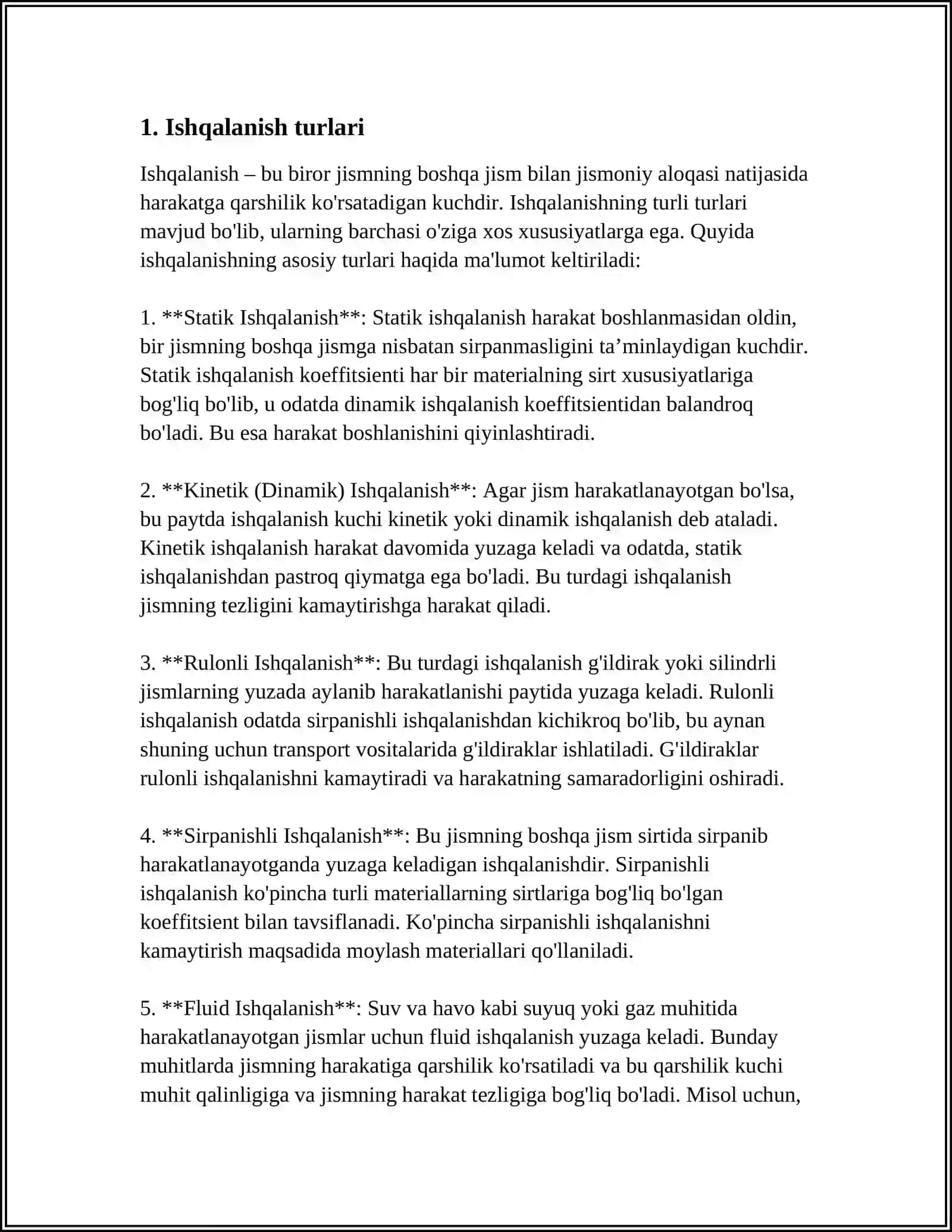 TRIBOTEXNIKA ASOSLARI. ISHQALANISH VA YEYILISH 3