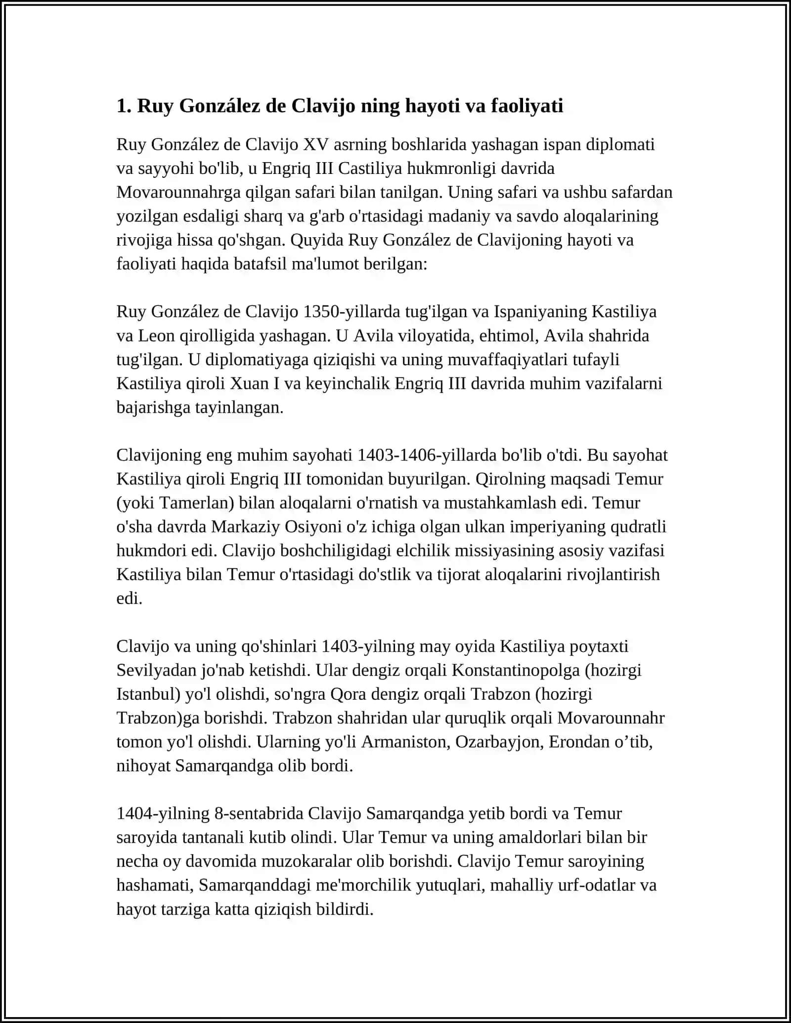 RUI GONZALES DE KLAVIXONING "SAMARQANDGA-AMIR TEMUR SAROYIGA SAYOHATLAR KUNDALIGI" ASARI TARIXIY MANBA SIFATIDA 3