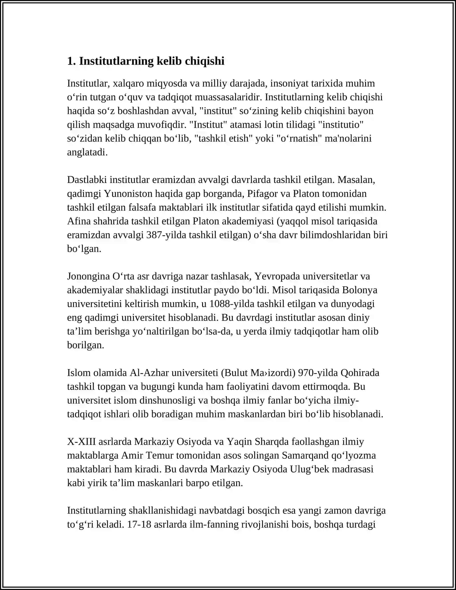 ISTITUTSIONALIZM YO'NALISHI 3