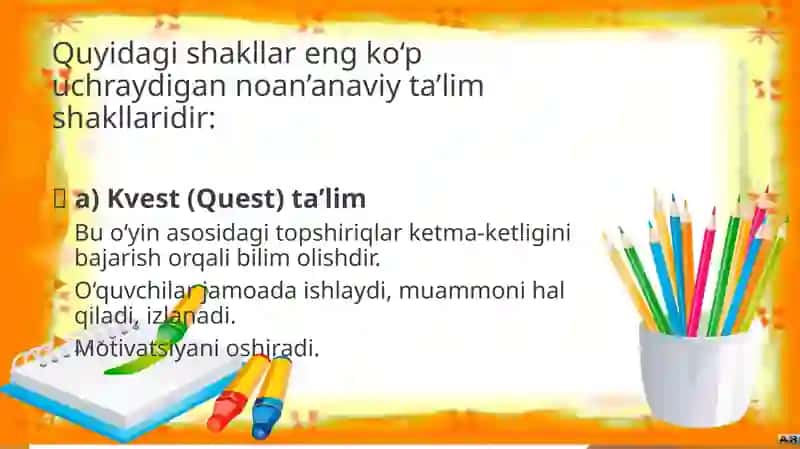 TA’LIMNI TASHKIL ETISHNING NOAN’ANAVIY SHAKLLARI 3
