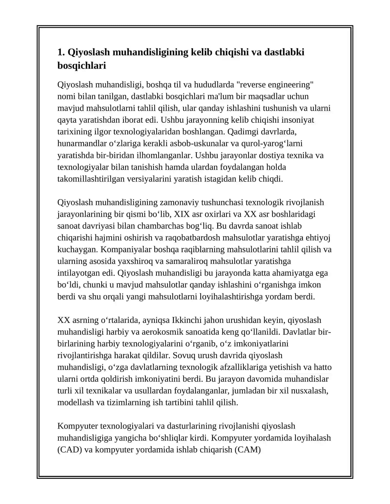 QIYOSLASH MUHANDISLIGINING RIVOJLANISH TARIXI AHAMIYATI 3