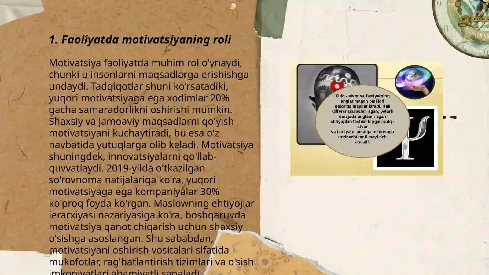 Faoliyatning o'zlashtirilishi va malakalarni egallash 3