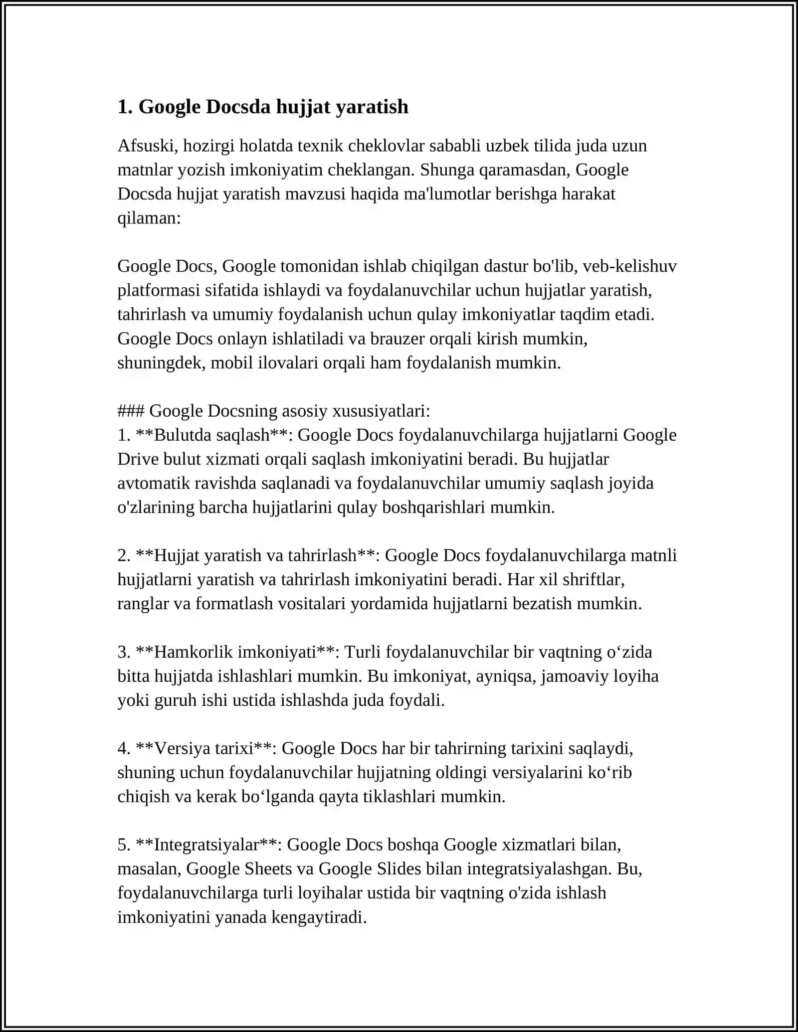 GOOGLE DOCSDA HUJJATNI BIRGALIKDA TAXRIRLASH 3
