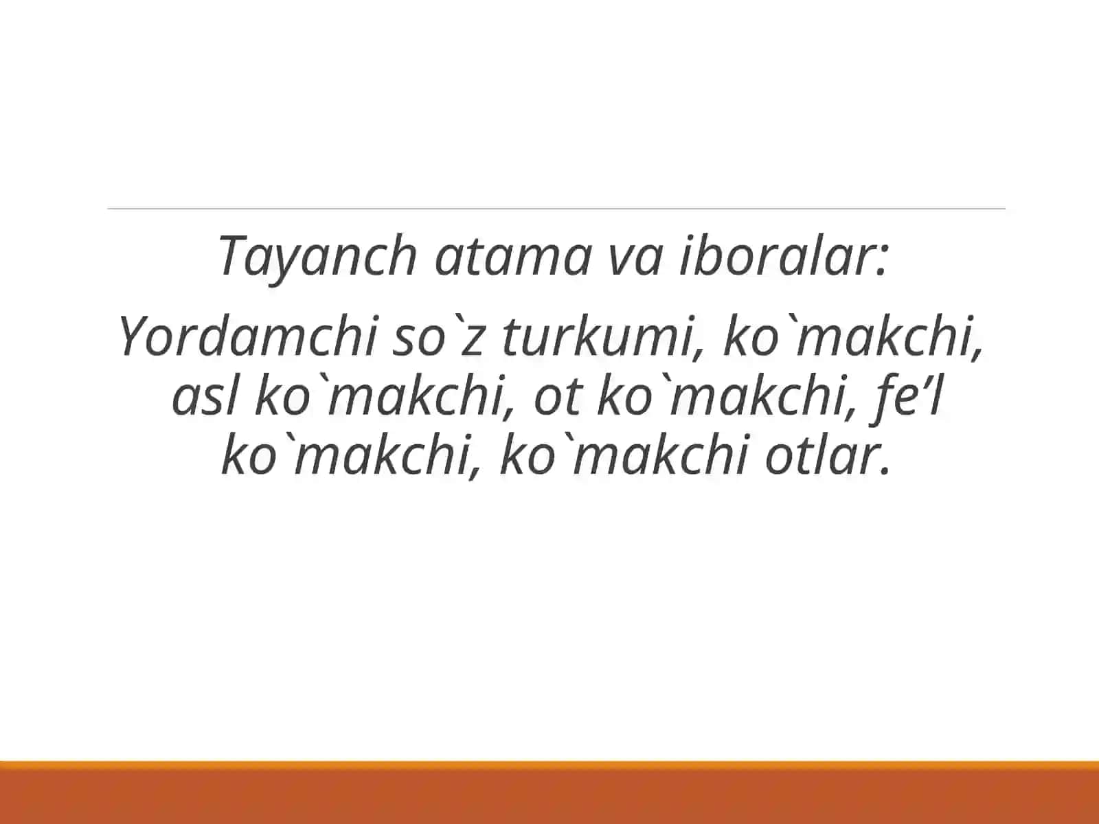 YORDAMCHI SO‘Zlar. KO‘MAKCHI. Sof va vazifadosh ko‘makchilar 3