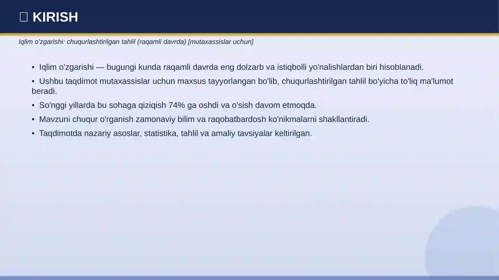 IQLIM O'ZGARISHI Taqdimot • 2026 3