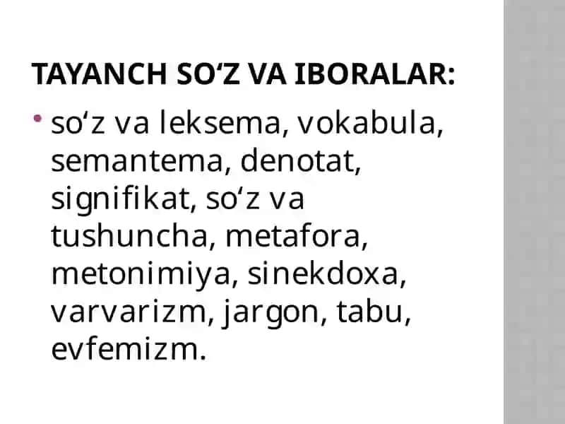 O‘zbektilining leksik qatlamlari 3